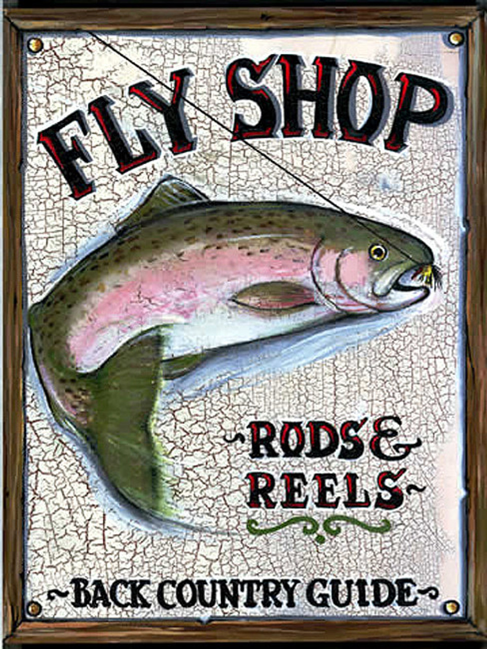 Vintage Fly Shop Sign, Rods and Reels