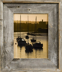 16x24 Barnwood Picture Frame, Homestead Narrow 1.5 inch Flat Rustic Reclaimed Wood Frame