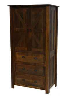 Reclaimed Wood Wardrobe Armoire With Hanging Rod