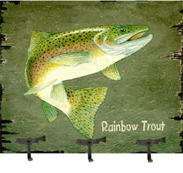 Vintage Fishing Sign  Rainbow Trout Decor 1951