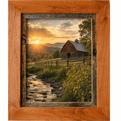 Rustic alder wood wall frame designed for artwork, photography, or family portraits