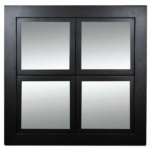 Black windowpane mirror 4 pane square wall mirror poplar wood