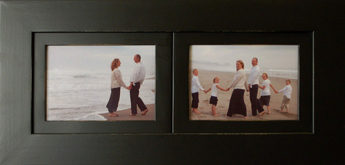 Handmade 4x6 landscape double picture frame with two horizontal photo openings for family memories and wedding photos