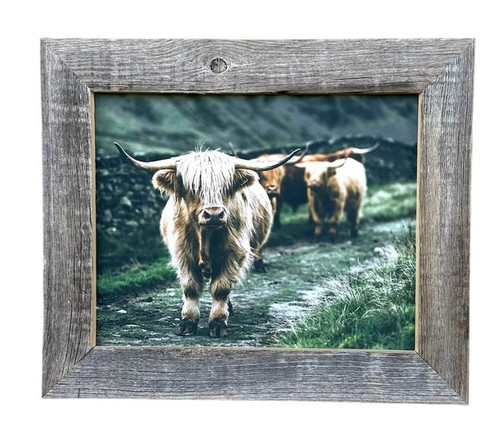 Rustic 5x7 wood picture frame with authentic barnwood grain and neutral weathered farmhouse finish