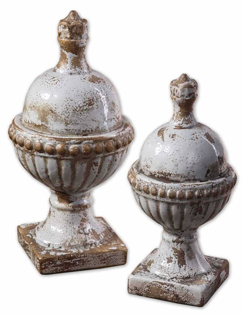 Brisco Carved Wood Finials, Set/2