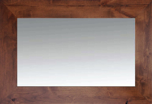 Stained alder wood mirror with smooth grain farmhouse style frame