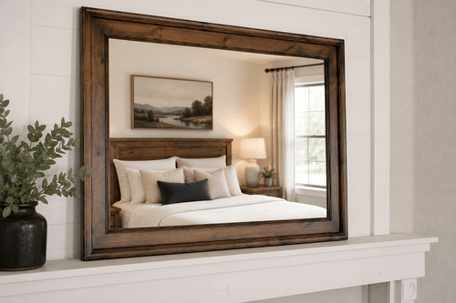 Espresso alder wood mirror dark wood bedroom mirror