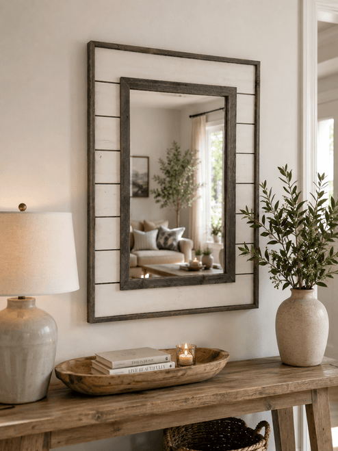 Shiplap modern home decor mirror 