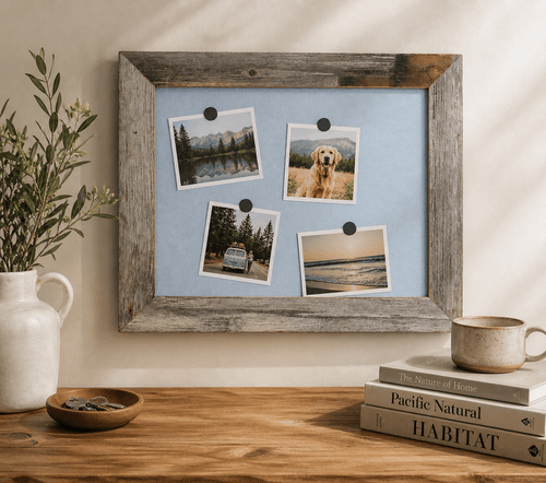 Farmhouse magnetic memo board handcrafted from reclaimed barn wood