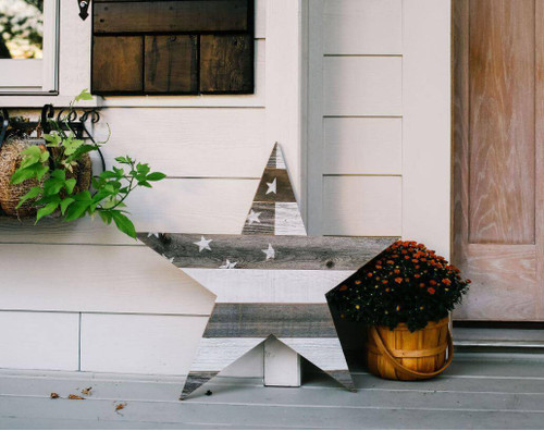 Whitewash barnwood American flag star farmhouse wall decor