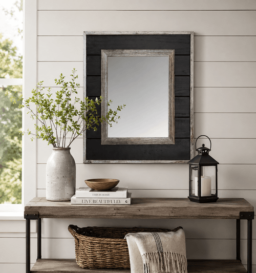 Cozy cottage farmhouse mirror. Real wood. Handcrafted. Built in Provo, UT, USA