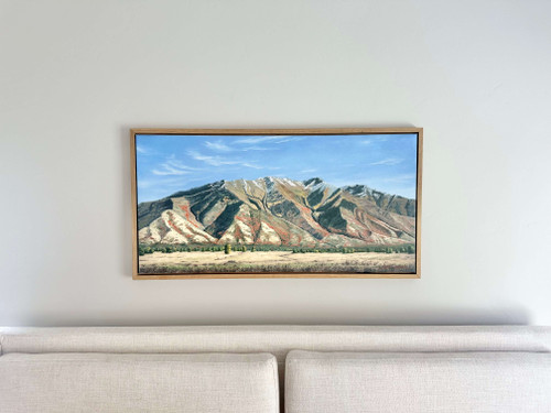 Handcrafted rustic floating canvas frame made from white oak. This wood canvas float frame creates a beautiful shadow gap around stretched canvas artwork, giving paintings, photography, and wall art a custom gallery-style finish. Handmade in the USA.