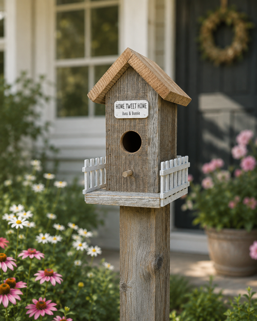 A birdhouse is the perfect gift for Grandma and her cottage garden. 