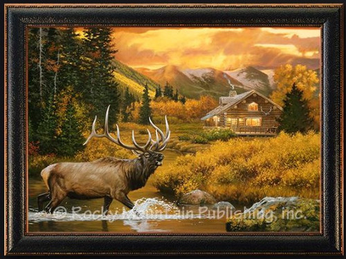 Elk wildlife art perfect for wall decor in an office, mancave, cabin, or lodge. 