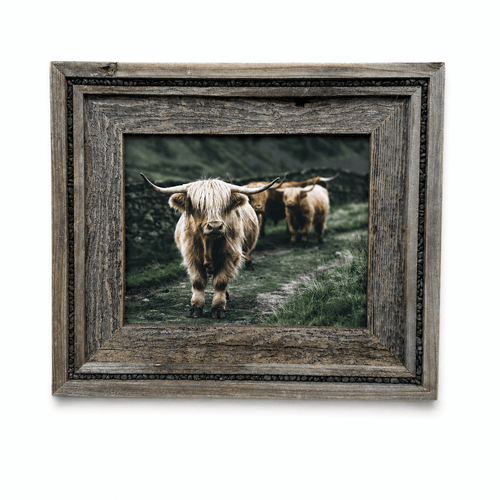 Rustic Barnwood Picture Frame with Black Obsidian Inlay