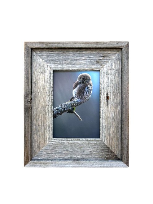 Medium width reclaimed barnwood frame for 20x24 photos with rustic farmhouse wall or tabletop decor