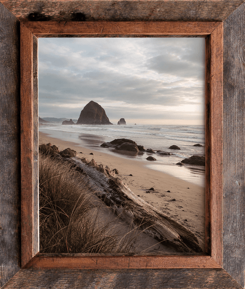 8x10 Rustic Hobble Creek barnwood frame with artistic coastal print and weathered wood character