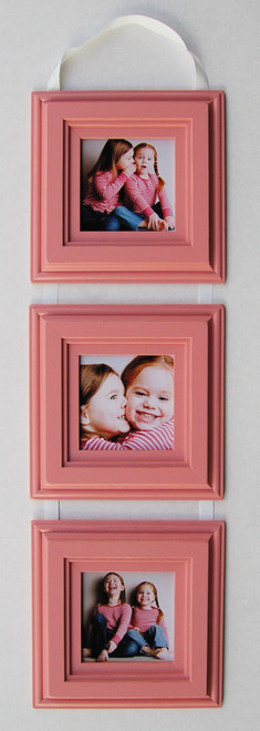 Collage Picture Frame Set- Three 4x4 White Frames on Hanging Rope