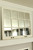 Rustic 12 pane farmhouse window mirror in distressed white reclaimed barnwood with vintage metal handles, large wall mirror 44x34 for entryway or living room.