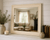 Ivory poplar wall mirror with handcrafted solid wood frame and soft painted finish