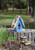 Handmade vintage blue birdhouse crafted for wrens with rustic farmhouse charm and wood texture