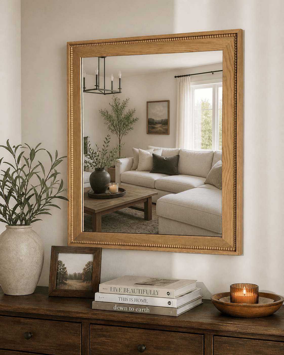 Solid White Oak Wall Mirror | Modern Handcrafted Wood Mirror