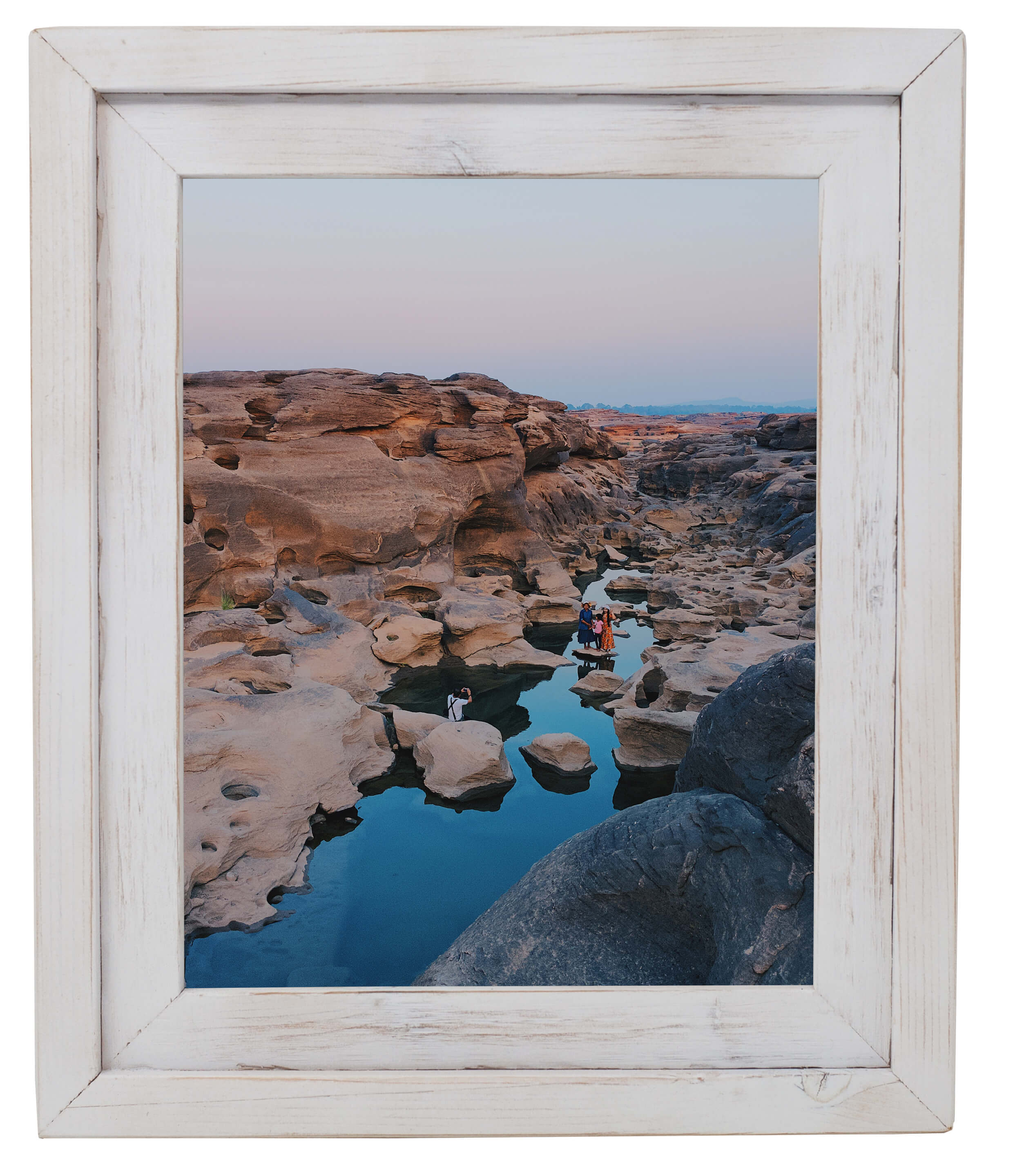 Whitewashed Natural Wood Carved Picture Frame, 4x6