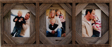 4x6 Multiple Wood Collage Picture Frame with 4 Openings. Barnwood Rustic  Panel