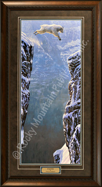 Faith | Mountain Goat Jumping Crevasse - Patrick Lundquist Framed Print