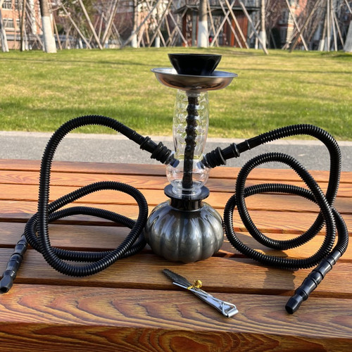 Acrylic Hookah Shisha Set with Double Silicone Hose, Charcoal Tongs, Travel Shisha & Smoking Accessories