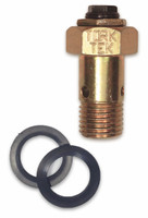 Closeup of the Tork Tek adjustable overflow valve for the Bosch P7100 pump. To adjust your fuel pressure, loosen the jam nut, and turn the hex plunger with a 5\/16 wrench.