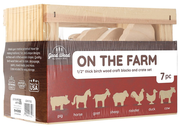 Good Wood By Leisure Arts Crated Kits On The Farm Animals 7pc