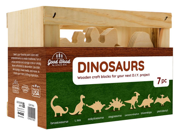 Good Wood By Leisure Arts Crated Kits Dinosaurs 7pc