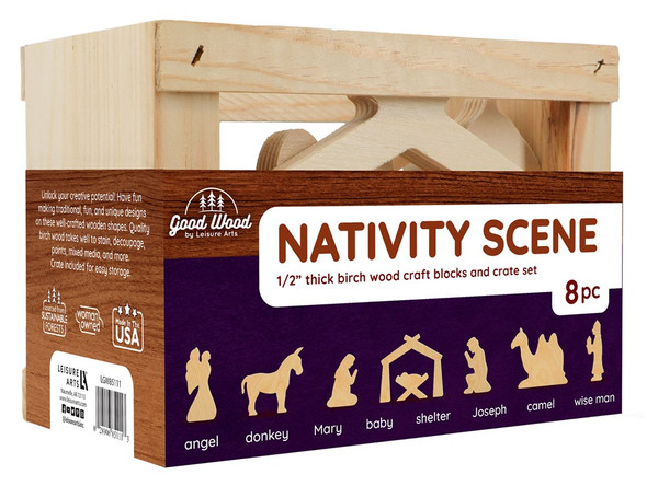 Good Wood By Leisure Arts Crated Kits Nativity Scene 8pc