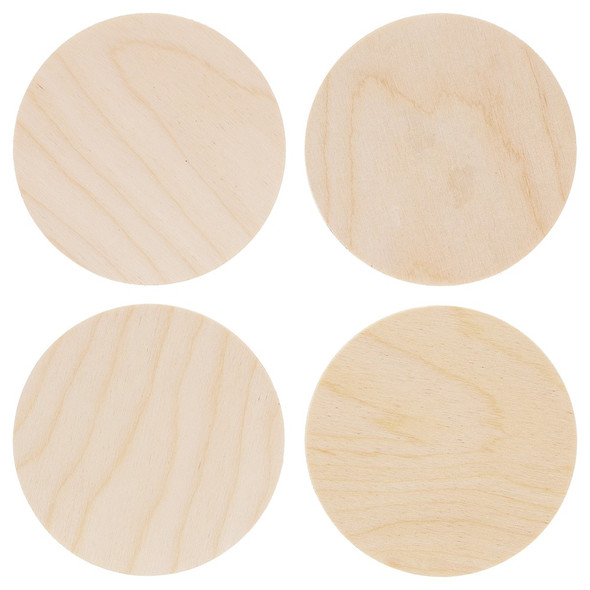 Good Wood by Leisure Arts Coaster Rounded Square 4 x 4 - 4 pieces round  wooden craft squares - unfinished square wooden coaster - 4 inch x 4 inch