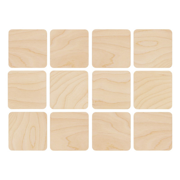 Good Wood By Leisure Arts Coasters 4 inch x 4 inch Square 6mm Thick With Rounded Edges Bulk 12pc