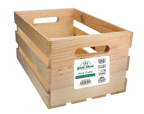 Good Wood By Leisure Arts Crates Pine 14.75 inch x 9.5 inch x 7.25 inch