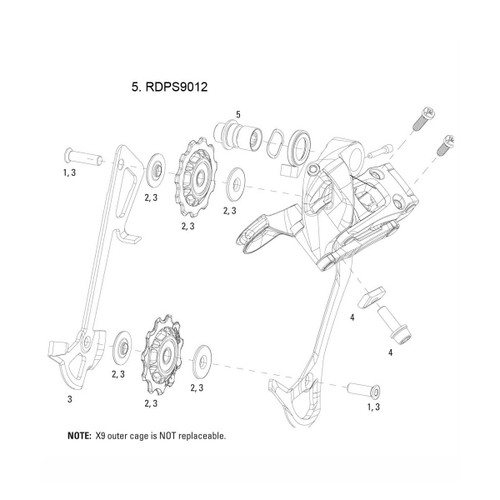 Kit Visserie (B-Bolt) pour Dér. Arrière Mtb X7/X9 (2010) - 9 V / Alu & Acier / Vis + plaquette + clip - Black
