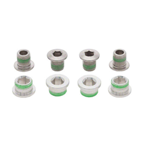 Kit Visserie pour plateaux Mtb 10 V - 4 Vis+Cheminées Spécifiques XX / Alu (M10) / Acier (M8) / 4x Boulons M8/M10  - Silver