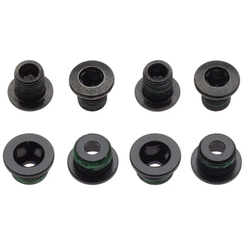Kit Visserie pour plateaux Mtb 10 V - 4 Vis+Cheminées / Alu (M10) / Acier (M8) / 4x Boulons M8/M10  - Steel Black