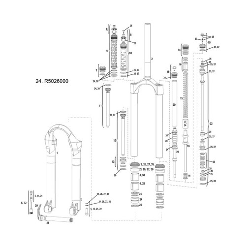 Service Kit ROCKSHOX STEEL UPPER TUBES ONLY- ARGYLE (SOLO AIR & COIL)2007-2010 /ARGYLE (COIL) 2011
