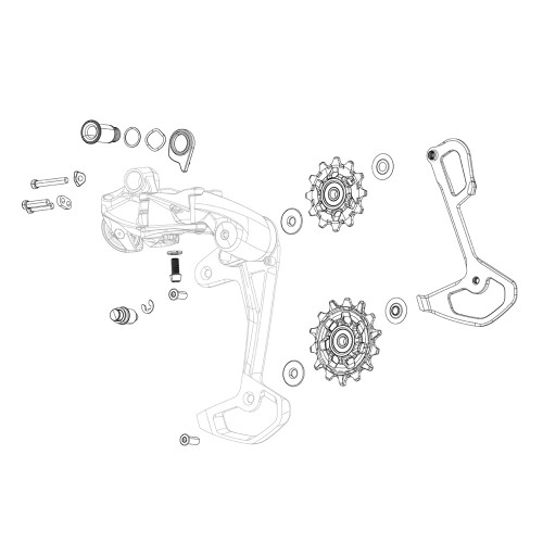 DERAILLEUR ARRIERE CARBON INNER CAGE RED XPLR AXS E1 INCLUDING ALUMINIUM SCREWS