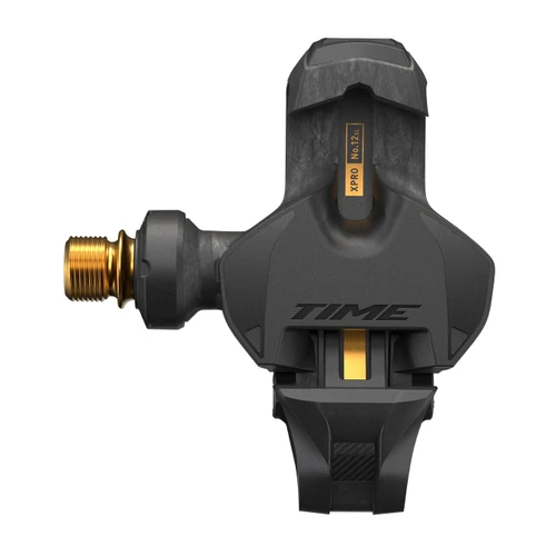 Pédales XPRO 12SL Axe Ti Roulements Céramique Déport 53 Carbon/Or + Cales ICLIC 5° C1