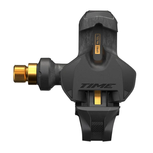 Pédales XPRO 12SL Axe Ti Roulements Céramique Déport 57 Carbon/Or + Cales ICLIC 5° C1
