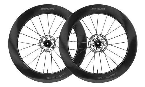 (New 2025)  Paire de roues RAW 77 - TLR Disque - FFWDxCERAMICSPEED / Shimano Gloss Black