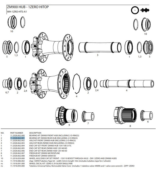 Roulements pour moyeu avant ZM900