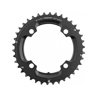 Plateau Mtb 2x X0/X9/X7/X7 S1 ALU 5mm 10 V - 38T / CL 49mm / No Pin / Péd. 38/24T / 4 Bolt - 104 BCD - Blast Black