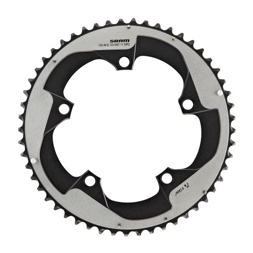 Plateau Route 2x RED11 S3 ALU 5mm 11 V (YAW) - 53T / X-Glide™ R / pour péd. 53/39T / 5 Bolt - 130 BCD - Falcon Grey