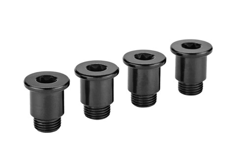 Kit Visserie pour plateaux Route 12 V - 4 Vis+Cheminées Spéc. RED/FORCE AXS D1 / Aluminium / 4x M8X4.75X8.75 (Torx 30 - pour Etoile 94/107 BCD) - Black