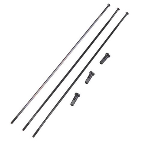 Kit de Rayons + Ecrous D-Light - 280 mm / Coudés / 3 Pces (Rayons + Ecrous) - Black